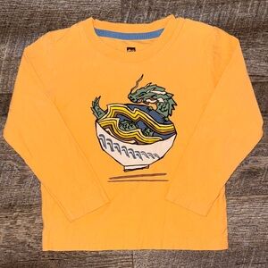 Tea Collection Kids Long Sleeve Graphic Tee in “Ramen Dragon” on Creamsicle